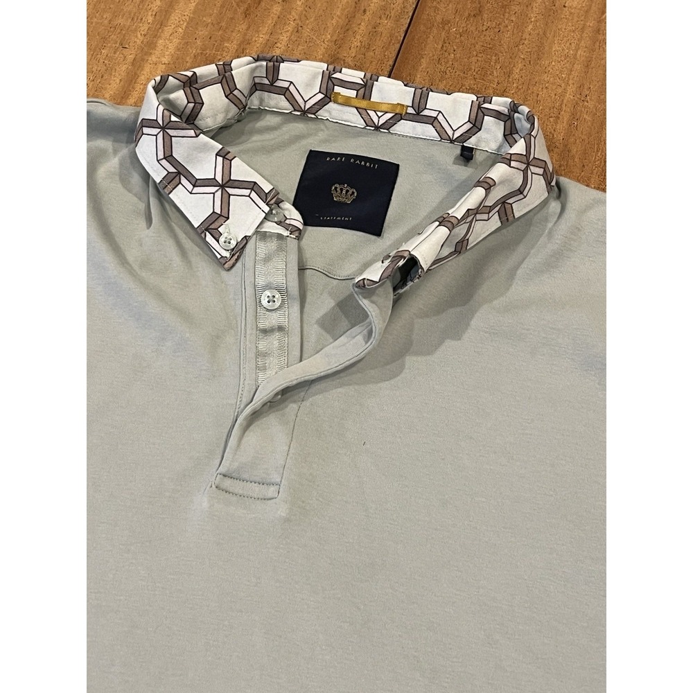 Rare Rabbit Shirt Green Men XXL Golf Polo Knit Wealth Quiet Lux Geometric Collar